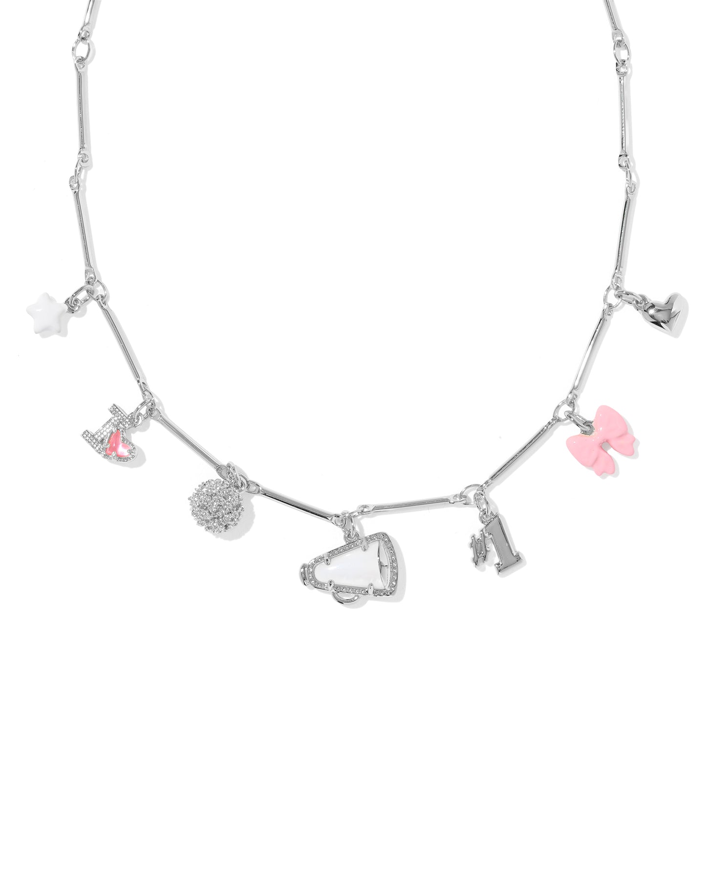 CHEER CHARM NECKLACE Silver PINK WHITE MIX