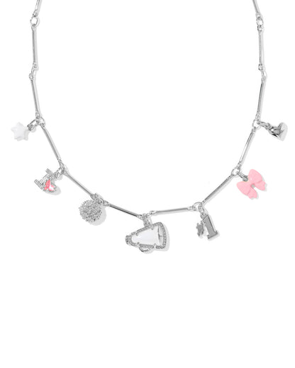 CHEER CHARM NECKLACE Silver PINK WHITE MIX