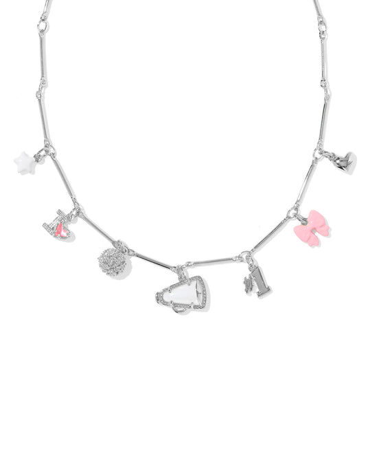 CHEER CHARM NECKLACE Silver PINK WHITE MIX