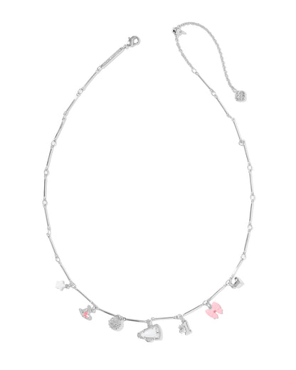 CHEER CHARM NECKLACE Silver PINK WHITE MIX
