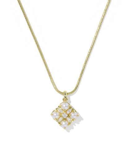 DIRA PEARL SHORT PENDANT NECKLACE GOLD FRESHWATER CULTURED PEARL