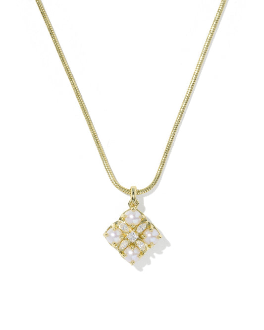 DIRA PEARL SHORT PENDANT NECKLACE GOLD FRESHWATER CULTURED PEARL