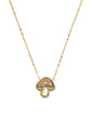 MUSHROOM SHORT PENDANT NECKLACE GOLD BROWN MIX