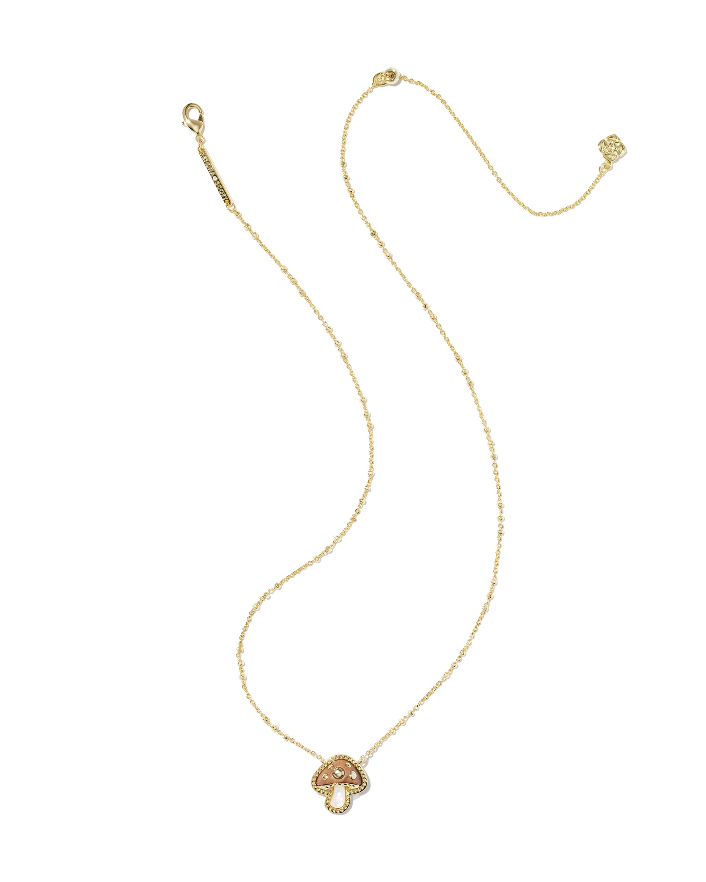 MUSHROOM SHORT PENDANT NECKLACE GOLD BROWN MIX