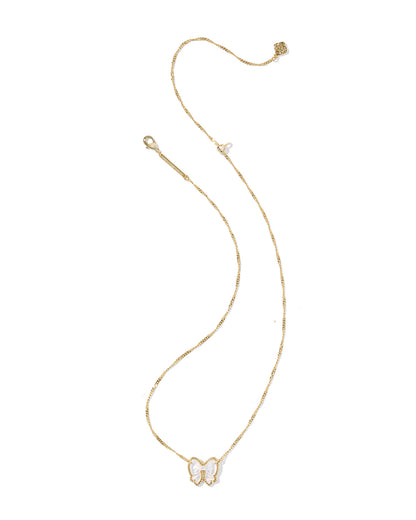 HALEY BOW SHORT PENDANT NECKLACE GOLD IVORY MOTHER OF PEARL
