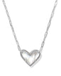 ARI HEART STATEMENT SHORT PENDANT NECKLACE SILVER IVORY MOTHER OF PEARL
