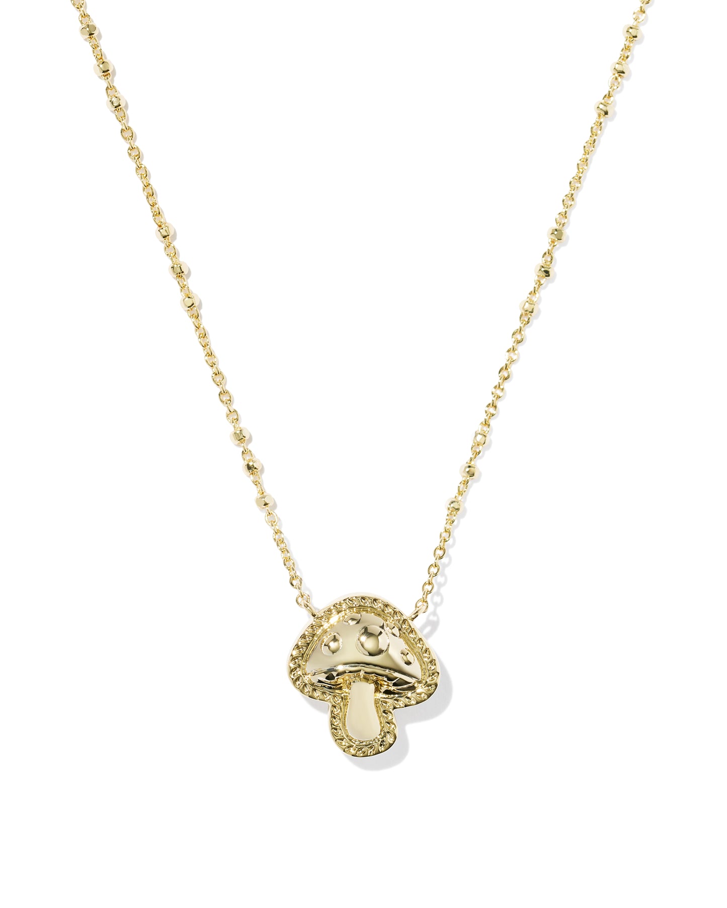 MUSHROOM SHORT PENDANT NECKLACE GOLD BROWN MIX