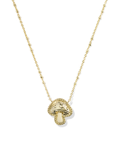 MUSHROOM SHORT PENDANT NECKLACE GOLD BROWN MIX