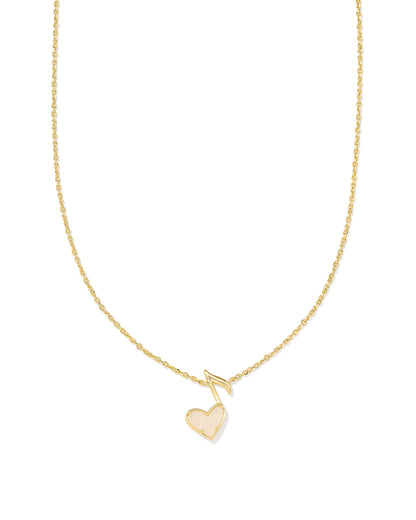 DOLLY PARTON ARI HEART MUSIC NOTE SHORT PENDANT NECKLACE GOLD IRIDESCENT DRUSY