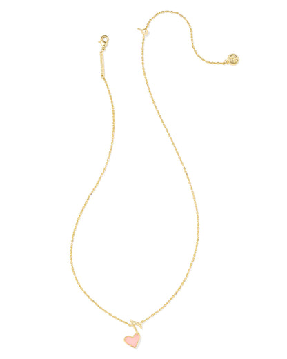 DOLLY PARTON ARI HEART MUSIC NOTE SHORT PENDANT NECKLACE GOLD LIGHT PINK DRUSY