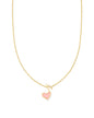 DOLLY PARTON ARI HEART MUSIC NOTE SHORT PENDANT NECKLACE GOLD LIGHT PINK DRUSY