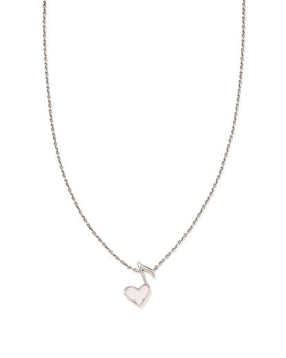 DOLLY PARTON ARI HEART MUSIC NOTE SHORT PENDANT NECKLACE VINTAGE SILVER IRIDESCENT DRUSY