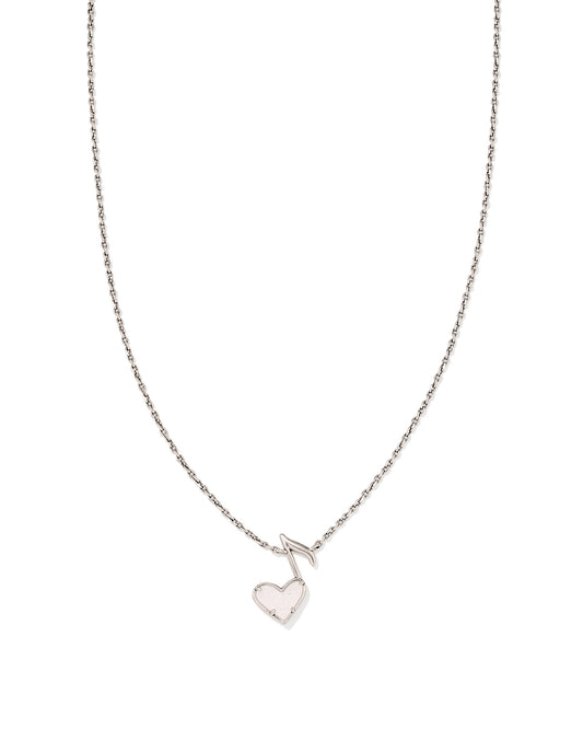 DOLLY PARTON ARI HEART MUSIC NOTE SHORT PENDANT NECKLACE VINTAGE SILVER IRIDESCENT DRUSY