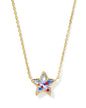 CASSIDY SHORT PENDANT NECKLACE GOLD RED WHITE BLUE STAR ILLUSION