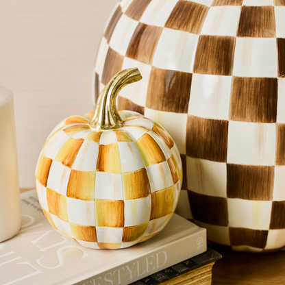 Mackenzie-Childs Amber Check Mini Pumpkin