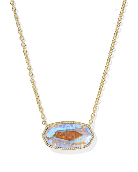 ELISA STATEMENT SHORT PENDANT NECKLACE GOLD DICHROIC GLASS