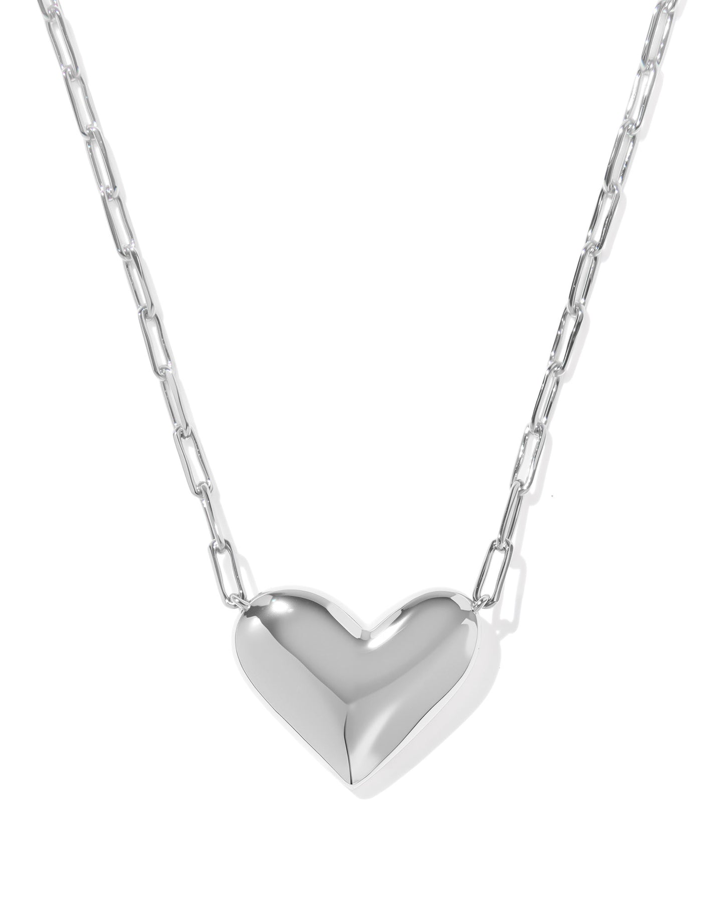 ARI HEART STATEMENT SHORT PENDANT NECKLACE SILVER IVORY MOTHER OF PEARL
