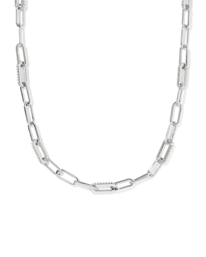 BELLA CHAIN NECKLACE SILVER WHITE CZ