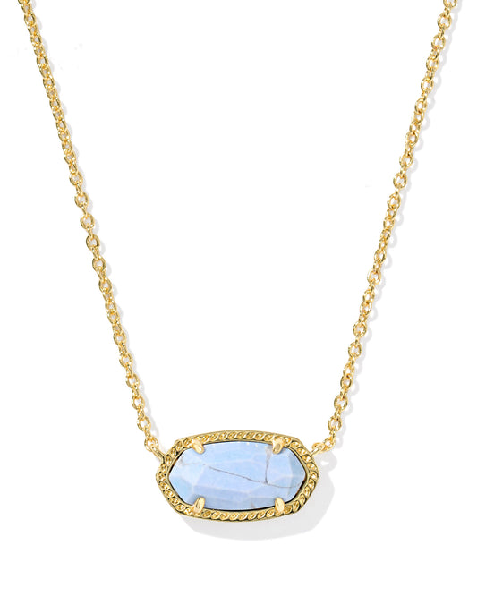ELISA STATEMENT SHORT PENDANT NECKLACE GOLD LIGHT BLUE ILLUSION