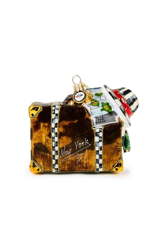 New York Suitcase Glass Ornament