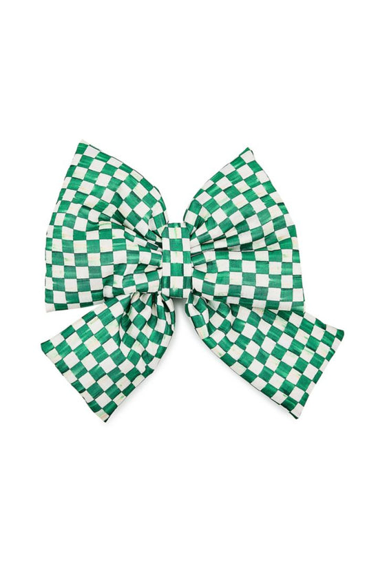 Green Check Medium Bow