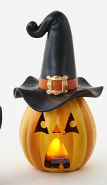 Lighted Jack-O-Lantern w/Witch Hat, Choice of 3 Assorted