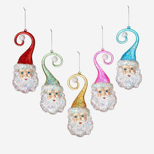 Load image into Gallery viewer, Santa Swirl Hat Glass Ornament - Assorted Colors - 8.25&quot;
