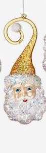 Santa Swirl Hat Glass Ornament - Assorted Colors - 8.25"