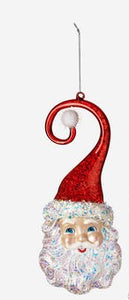 Santa Swirl Hat Glass Ornament - Assorted Colors - 8.25"