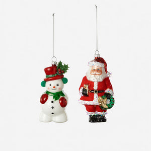Snowman and Santa Ornaments Set of 2 - 5.5"