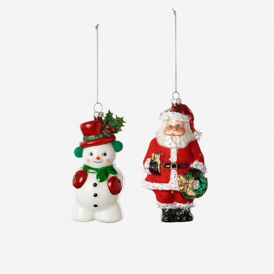 Snowman and Santa Ornaments Set of 2 - 5.5