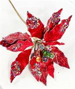 Red Bead and Glitter Poinsettia - 18