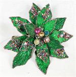 Emerald Green Bead and Glitter Poinsettia - 9"