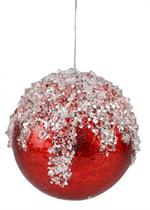 Red Ice Beaded Ball Ornament - 4.5"