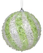 Lime Glitter Swirl Ball Ornament - 4.75"