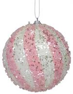 Pink Glitter Swirl Ball Ornament - 4.75"