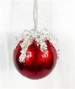 Red Icy Ball Ornament - 4.5"