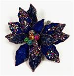 Royal Blue Bead and Glitter Poinsettia - 8