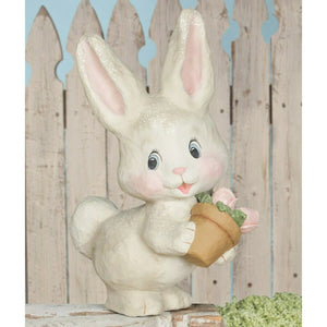 White Bunny with Flower Pot Bethany Lowe