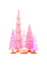 Pink Glass Hue Trees - Set of 5
