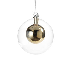 Double Glass Ball Gold Ornament - 4.75"