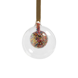 Double Glass Ball Sequin Ornament - 4.75"