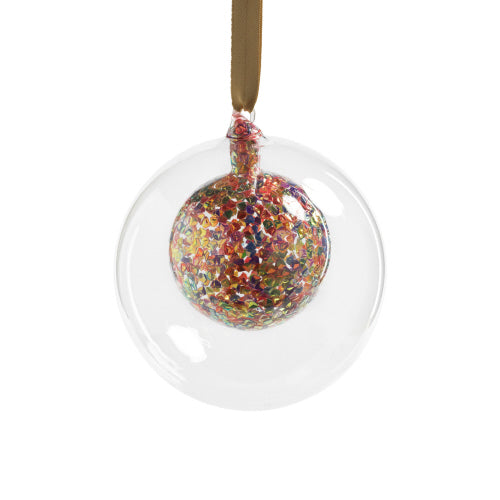 Double Glass Ball Sequin Ornament - 6