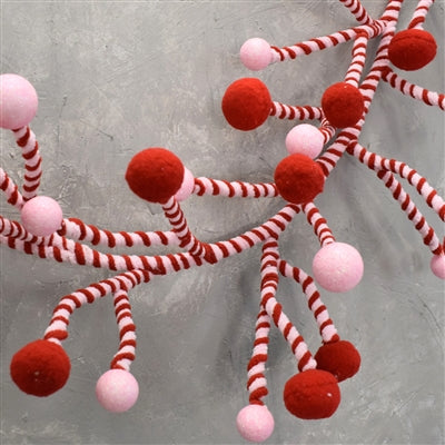 Chenille Stripe Manzanita Mixed Ball Garland - 48