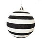 Matte Black Ball with White Glitter Stripes - 4"