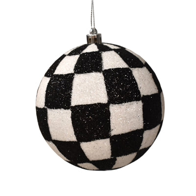 Checkered Glitter Ball Ornament - 6