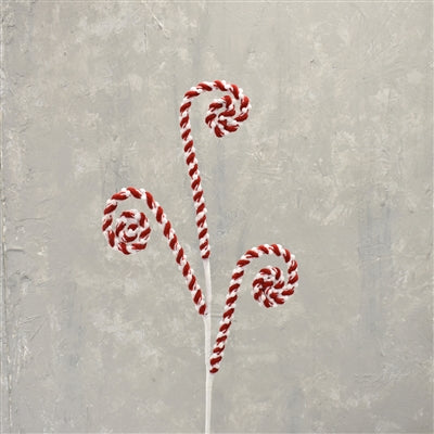 Chenille Candy Cane Spray Red/White - 29