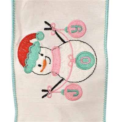 Colorful Snowman Embroidery Joy Ribbon - 4
