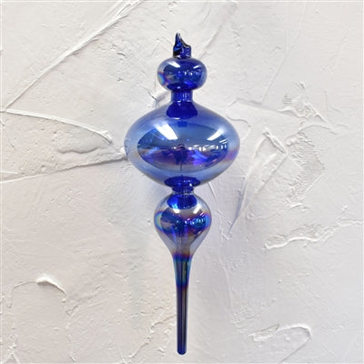 Iridescent Glass Finial Ornament - Blue - 13.5"