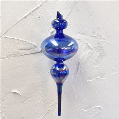 Iridescent Glass Finial Ornament - Blue - 13.5
